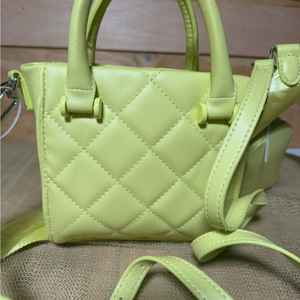 Steve Madden Crossbody Long Strap Tote Handbag. Lemon Green Zippered Pouch New - Picture 6 of 7